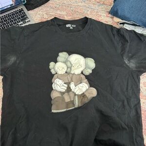 Black T-Shirt with Artistic Plush Design